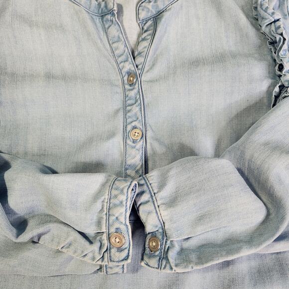 Anthropologie Cloth & Stone Ruffle Chambray Dress Size Small - Picture 7 of 10